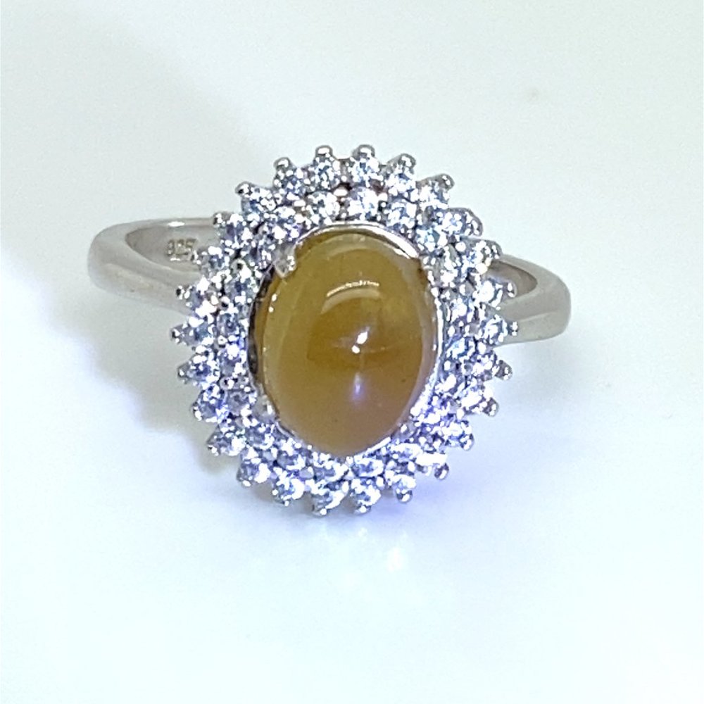 Cats Eye Yellow Apatite 3.10ct Platinum SilverRing